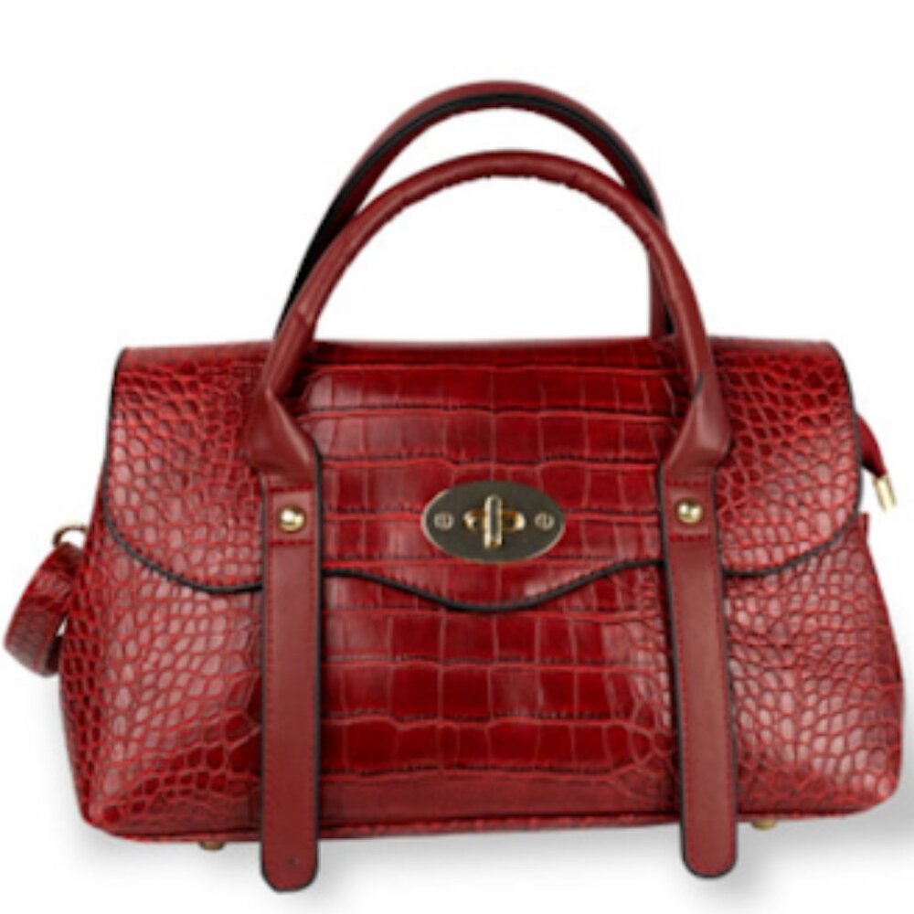 Harper and Hyde Red Croc Vegan Leather Satchel